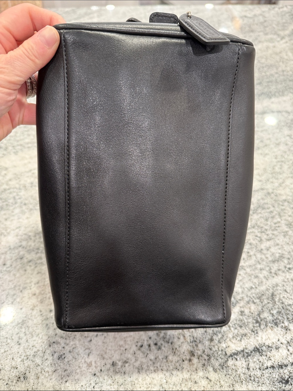 Coach Black Leather Toiletry Bag with Silver Hardware - Picture 4 of 8